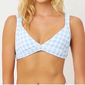 NWT Frankie’s Bikinis Georgia Bluebell Gingham Top XS